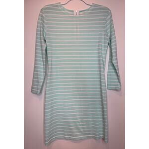 STS SAIL TO SABLE Seafoam/Mint Stripe Long 3/4 quarter Sleeve zip shift dress XS